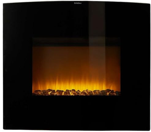 Coopers of Stortford - Wall-Mounted Electric Fireplace with 26in Tempered Glass Screen - Adjustable Flickering Flame, 2 Heat Settings and Floor Stand - Remote Control, H61.4 x W66 x D28cm