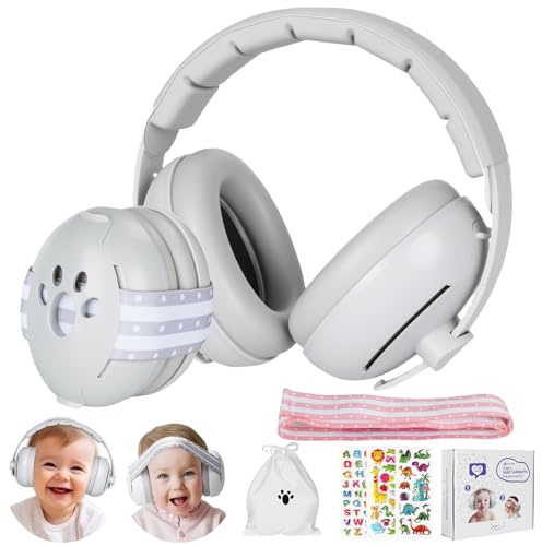 BBWELL Cuffie Antirumore bambino, 2 in 1 per Neonati da 0 a 36 Mesi e Bambini da 3 a 8 Anni, Elastiche Regolabili, Protezioni Acustiche per Migliorare il Sonno in Viaggio