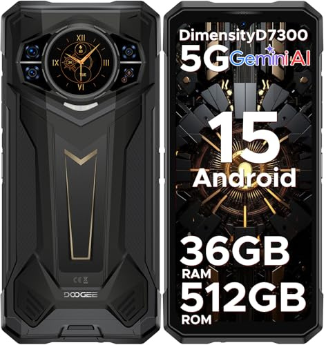 DOOGEE S200 Plus Rugged Smartphone 5G Android 15, 36GB(16+20)+512GB, 6.72”FHD+1.32 AMOLED Rear Display, Dimensity 7300 4nm Telefono Indistruttibile, 11000mAh,100MP+32MP+20MP, Face ID/OTG/NFC