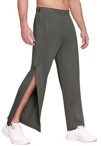PINSPARK Pantalones largos de deporte para hombre con cremallera completa, pantalones de entrenamiento, holgados, informales, pantalones de chándal