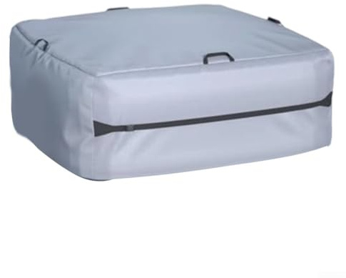 Housse d'isolation de baignoire conçue pour les jacuzzis carrés de 180 cm, avec couche d'isolation en film d'aluminium, quatre boucles, deux cordons de serrage et un matériau Oxford