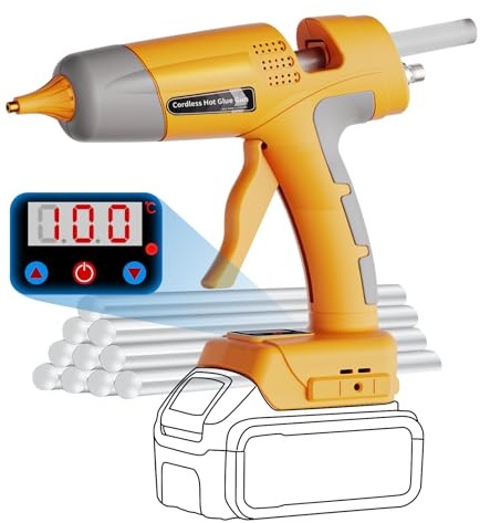 Mewryytuo Cordless Hot Glue Gun Full Size for DeWalt 20V Battery, 100W Portable Hot Glue Guns Adjustable Temp & Glue Output for Crafts & DIY, Home Repairs, Holiday Decorations, School Projects