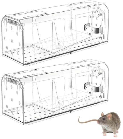 Skythrive Trappole Topi Vivi Piccoli - 2PCS Trappola Riutilizzabile per Interno Esterno, Alta Sensibilità, Gabbia Amica degli Animali per Cucina Giardino Casa Soffitta Garage
