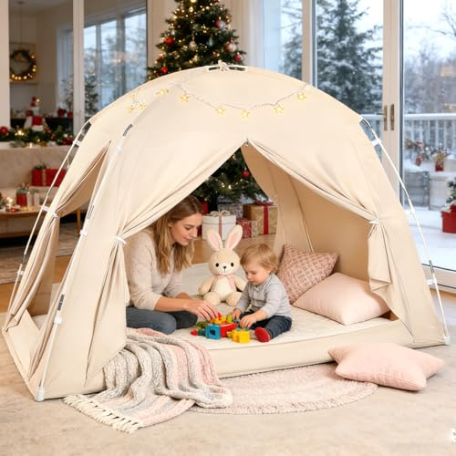 Full Bed Tent for Kids and Adults, Indoor Blackout Sleep Play Tents Canopy