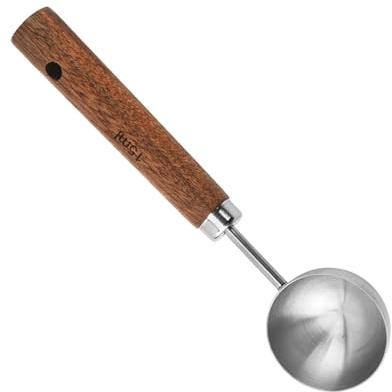 Cucchiaio Dosatore per Caffè,Cucchiaio Dosatore Acciaio Inox di Precisione 15ml con Manico in Legno di Noci Naturali per Caffè Tè Chicchi Gelato Polvere Misurino da Cucina