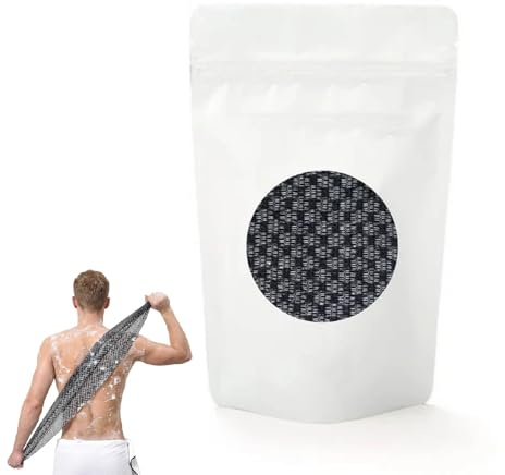 Aquemis Asciugamano Esfoliante, Elensia Asciugamano Esfoliante In Fibra Di Bambù – Doppio Lato, Asciugatura Rapida, Delicato Sulla Pelle, Design Allungato Per Pulizia Completa Del Corpo (1 Pezzi)
