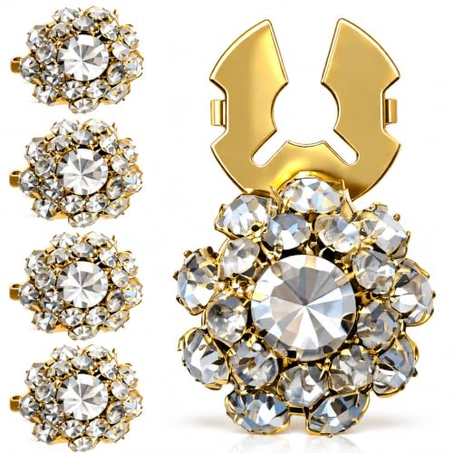 5PCS Boutons en Strass Détachables, Cache Bouton Chemise Femme DéCoratif, Boutons Mercerie Brillants Pour Costume Chemise et Diy, Accessoire Bouton Doree A Coudre Style éLéGant