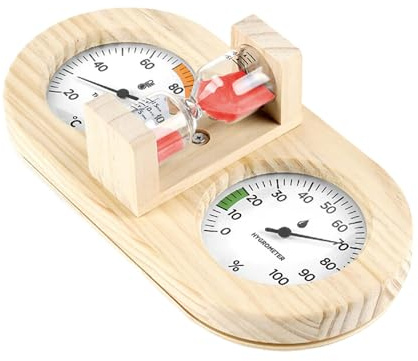 Montaje en pared medidor de temperatura y humedad, reloj de arena, reloj de arena para sauna, baño de vapor, termómetro, higrómetro, reloj de arena, medidor de temperatura de sauna