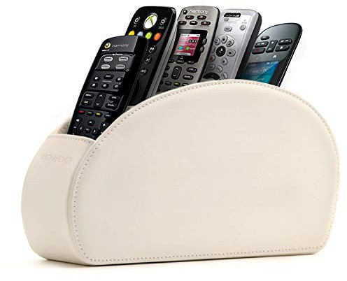 Londo Range Télécommandes à 5 Compartiments - DVD, Blu-Ray, TV, Chaîne Hi-Fi, Roku ou Apple TV - Cuir avec Doublure Suédée - Faible Encombrement pour Séjour ou Chambre