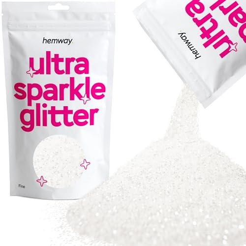 Hemway Ultra Sparkle Glitter White Iridescent 100g Fine | Glitter for Arts & Craft, Makeup, Nail Art, Crafting, Card Making, Sparkle Decoration