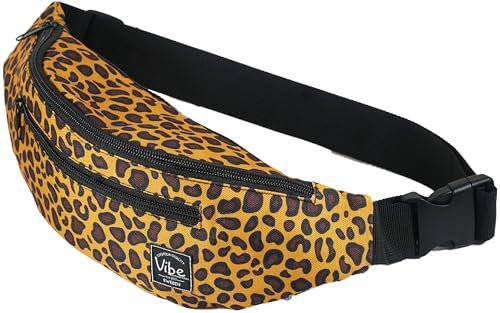 Vibe Bauchtasche Gürteltasche für Damen, Herren & Kinder (Leopard) - Leo Fanny Pack Tasche, Hüfttasche, Handytasche für Festival, Party, Rave, Sport, Outdoor, Fitness, Fahrrad, Joggen
