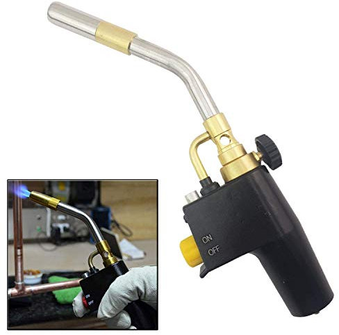 Heavy Duty Brazing Blow Torch With Piezo Ignition | Solid Die Cast Torch Body, Fine Filtered Jet | Professional Performance Even Works Upside Down | Suitable For Use With Mapp Or Propane Gas