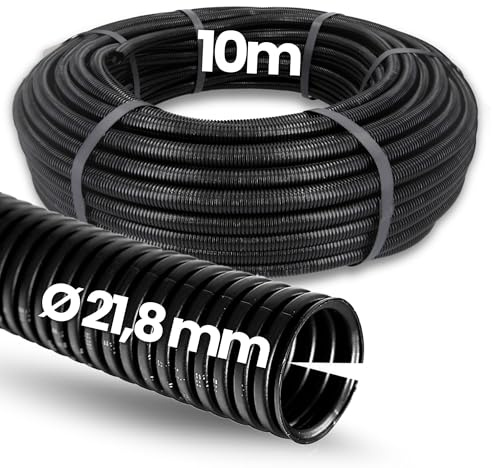 Kalitec - Corrugado Ranurado NW 22 (10 m), Manguera Abierta, Protector de Martas, Vacío, Protección de Cable AD 25,5 mm, ID 21,8 mm