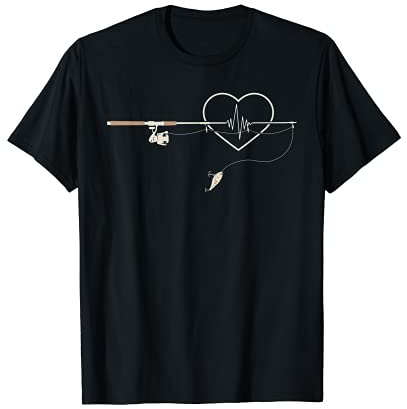 Pesca Con Mosca Latido Del Corazón Pescador Caña De Pescar Camiseta