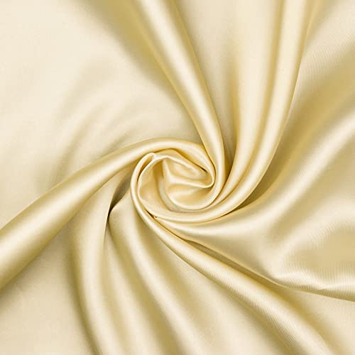 Hans-Textil-Shop Stoff Meterware Uni Glanz Satin - 1 Meter, Deko, Bekleidung, Vorhänge, Karneval, Fasching (Beige)