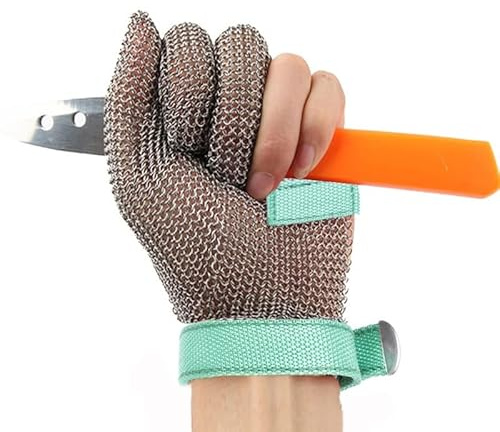 Guantes de Trabajo Anticorte Guantes resistentes a cortes de metal de 3 dedos, guantes de trabajo de seguridad for carnicero de chef de grado alimenticio, mano izquierda y mano derecha universales