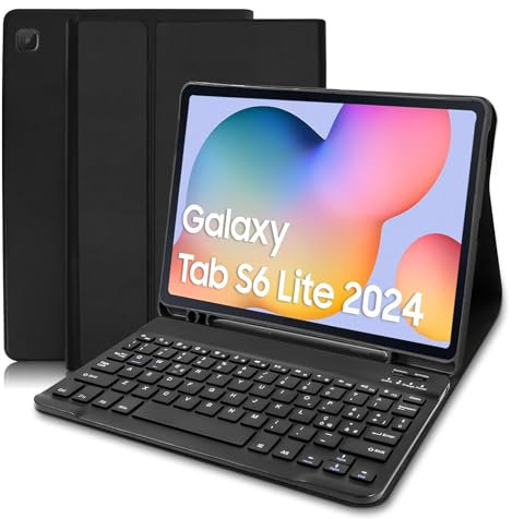 COEZFE Custodia Tastiera per Tablet Samsung Galaxy Tab S6 Lite 2024 10,4 Pollici, Italiano QWERTY Rimovibile Bluetooth Tastiera, Custodia con Tastiera per Samsung Galaxy S6 Lite 2024/2022/2020, Nero