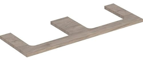 Geberit One Plaque de lavabo, découpe Double, pour lavabo à Poser, 135x3x47cm, 505.286.00.1; Coloris: Structure en Bois de Noyer Hickory/mélamine