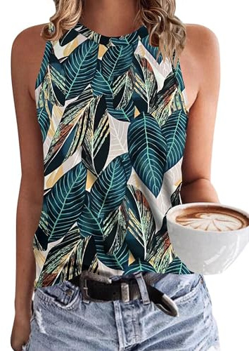 WNEEDU Canottiera da Donna Canottiere Senza Maniche estive Canotte a Collo Tondo T Shirt Lunghe Basic 2024