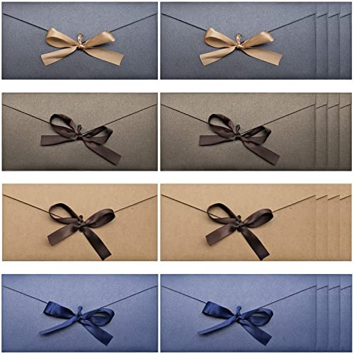 20 Stück Briefumschläge für Grußkarten, 22 x 11 cm Kuverts Perlenfarbe mit Schleife für Geschenkkarten, Visitenkarten, Einladungen, Briefe