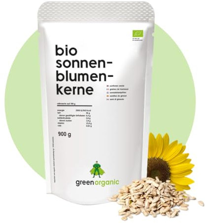 Graines de tournesol bio pelées 900 g | particulièrement aromatiques au goût | pour la cuisine ou la pâtisserie | GreenOrganic
