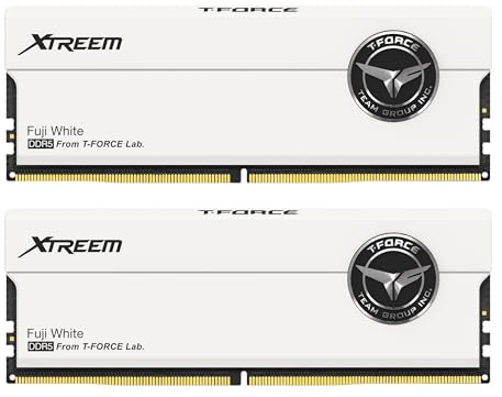 TEAMGROUP T-Force XTREEM DDR5 Ram 48GB (2x24GB) 8000MHz PC5-64000 CL38 M-DIE Desktop Memory Module Ram for Intel XMP 3.0 & AMD Expo Compatible White FFWD548G8000HC38EDC01