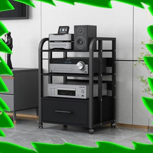 ZIUSFAC Armoire AV 2/3/4 Couches Audio/Vidéo De Centre De Divertissement Etagère Support AV Media Mobile Meuble Multimédia Meuble Chaine HiFi Media Stand pour Salon/Bureau(Round,3 Tier-50x40x79cm)