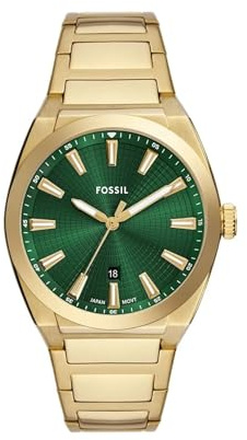 Fossil Everett Watch for Men, Quartz Movement with Stainless Steel Or Leather Strap, Vert Froid