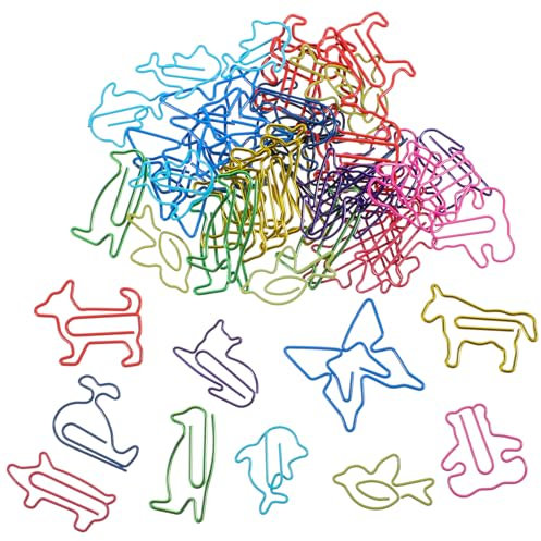 50 Stück Büroklammern Motiv Bunt Büroklammern Aus Metall Büroklammern Motiv Tiere Cartoon Tier Design Büroklammern Neuartige Formen Büroklammern Lesezeichen Für Büro Schule Schreibwaren Dokumente Gift