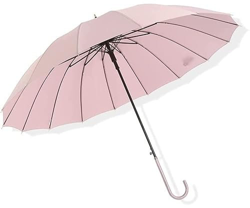 Snowflyk Regenschirm, Winddicht, robust, einfarbig, Golf-Regenschirm, Winddicht, luxuriöser Stockschirm, Ledergriff, Reise-Hochzeit (Pink)