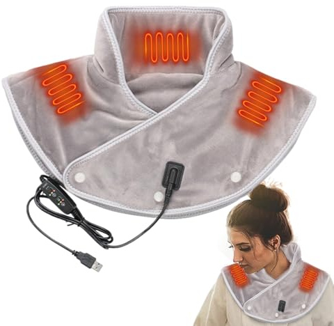 Missmisq Coussin Chauffant Électrique pour Épaules et Dos, Douillet et Portable, 3 Réglages de Chaleur, Gris