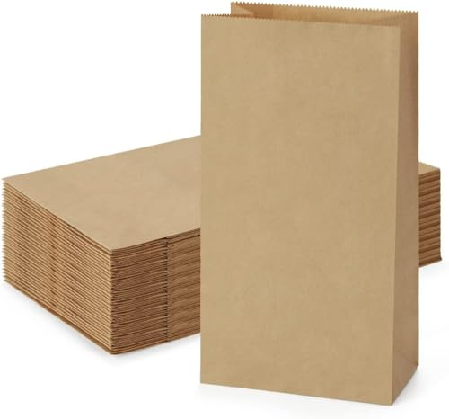 LATERN 100 st lunchpåsar i papper, 30 cm x 15,5 cm x 10 cm stora kraftpapperspåsar 3,6 kg stark bulk förvaringspåse matkasse för luncher, mellanmål, kakor, deli ta ut och små föremål