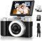 Digital Camera, 64MP 4K Cameras for Photography and Vlogging with Beauty Ring Light, 64GB SD Card, 18X Zoom Autofoucs, 180° Flip Screen Compact Portable Youtube Camera for Beginners Adult Teens