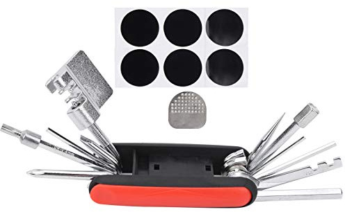 Zonizforceal Herramienta de reparación de bicicletas multifunción, juego de herramientas de reparación de bicicletas, kit portátil de llave extractora de cadena, destornillador con palancas