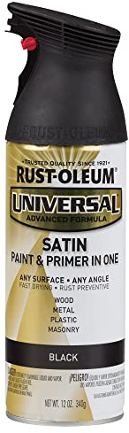 Rust-Oleum 245197 Universal All Surface Spray Paint, 12 oz, Satin Black