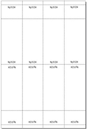Print-Ready Numbered Tickets w Perfed Stub (3 x 8-1/2), 8-UP, Perfed for Separation, on 12 x18 White 80lb Hammermill Cover Paper - 100 Sheets (800 Tickets)