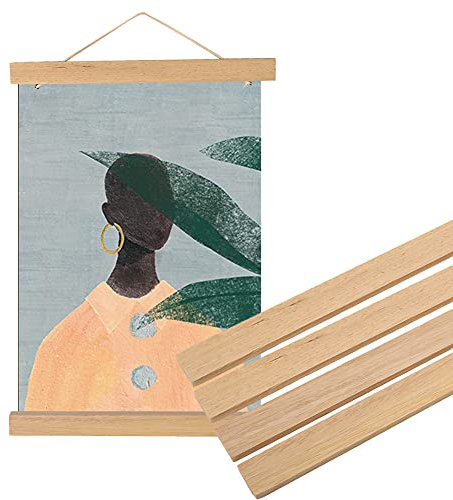 Colgador de Cartel Magnético Marco de Foto Colgante, Colgadores para Cuadros de Madera Blanca Natural DIY Obra de Arte para La Decoración del Hogar, Longitud 21 cm, 30 cm, 40 cm, 50 cm (30cm)