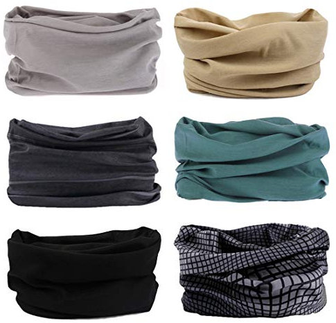 6 Stück Nahtlose Bandanas Multifunktionstuch Schal - Elastiche Multifunktion Stirnband Gaiter Balaclava Gesichtsmaske Kopfbedeckung UV Residenz für Yoga Laufen Wandern Radfahren Motorradfahren