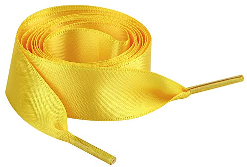 Jamron Platta Siden Satin Band Skosnören 2CM Bred för Sneakers Ballerinaskor Pumps P13 Guldgult 120CM