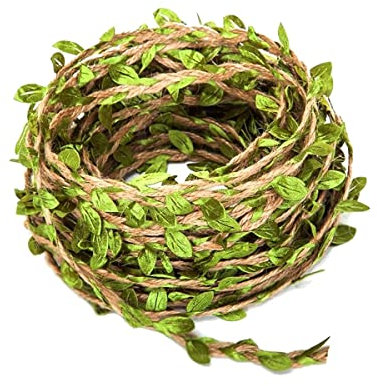 TYPHEERX Ficelle de jute avec feuille de vigne pour fête, mariage, décoration de jardin 10 m, Vert, (TEUK-SMOOTHLY-0162)