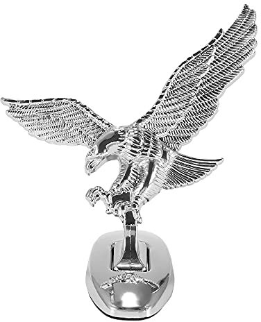 Auto Emblem, Adler Statue Kotflügel Ornament Kühlerfiguren für Autos Eagle Kopf Motorhaube, 3d Logo Auto Abzeichen für Motorrad Geländefahrzeug Silber