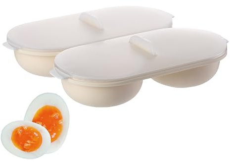 Tuzsocr Cuiseur à Oeufs Micro-Ondes,Cuiseur à Oeufs Double Tasse, Moule à œufs,Fabricant doeufs pochés,antiadhésiveà,haute capacité,pour Omelette Petit-Déjeuner Rapide Cuisine Cuisine Outil (Style 2)
