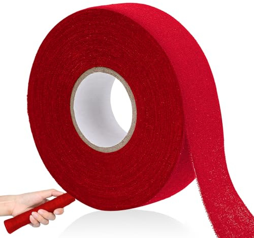 KALIONE Ruban adhésif antidérapant pour bâton de hockey - 25 m x 25 mm - Ruban adhésif antidérapant et résistant à l'usure - Pour badminton, bâton de golf, raquette de tennis (rouge)