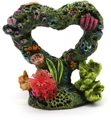 Amtra Deko Herz versunken – Dekoration für Aquarien und Fischbecken, ungiftig, 12 x 6,5 x 12,5 cm