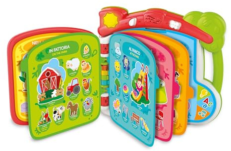Clementoni Baby Scopro il Mondo in 100 Palabras - Libro Interactivo 1 año electrónico parlante, Libro Infantil Educativo bilingüe táctil sonoro, enseña Italiano e inglés, Aprender Nuevas Palabras,