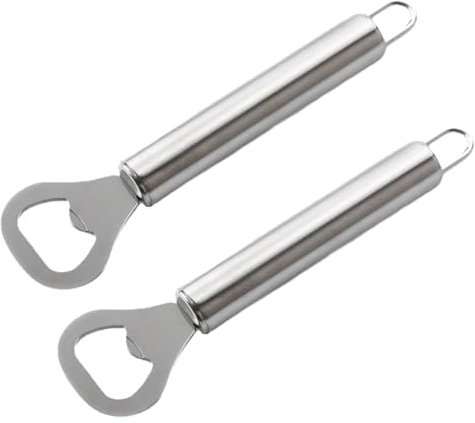 SGERUFZ 2 Pcs Apribottiglie in Acciaio Inossidabile Alta Qualità Manico Rotondo Anello Appendibile Lavabile in Lavastoviglie