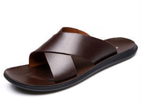 MGGMOKAY Zapatillas Cruzadas Masculinas,Hombre Cuero Sandalias,Zapatillas Antideslizantes de Verano,Marrón,42