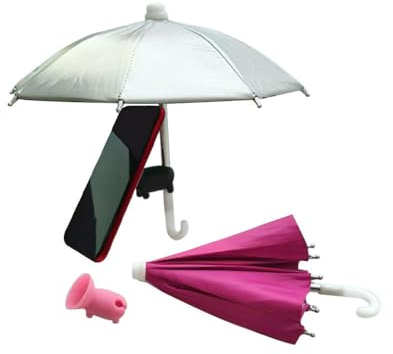 DFXIU Phone Umbrella with Suction Cup, 2-Pack, Smartphone Sunshade Cover, Cute Pig Design Outdoor Phone Holder for Phone Sunshade (Rose Silver)