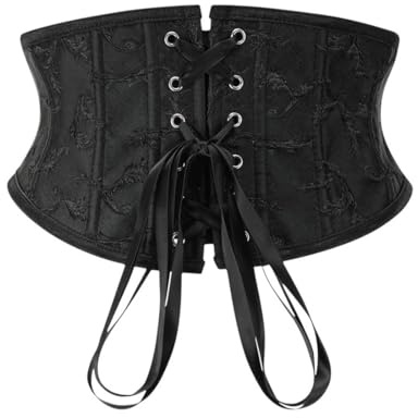 JYNXOR 1 Pièces Ceinture corset Rétro pour femme, Corset Femme à Ceinture Large Élastique Waspie, sous-poitrine, avec lacets, Waspie, Renaissance, Steampunk, pirate, Halloween, cosplay Vêtements