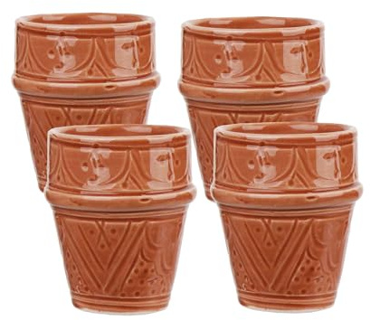 NKlaus Braun Tourabi - Juego de 4 tazas de café de cerámica de 100 ml, con relieve fino para café expreso y moca